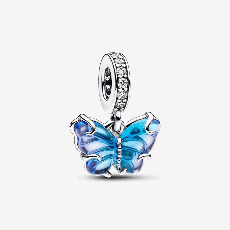 Pandora Blue Murano Glass Butterfly Dangle Charm Pandora Blue Murano Glass Butterfly Dangle Charm